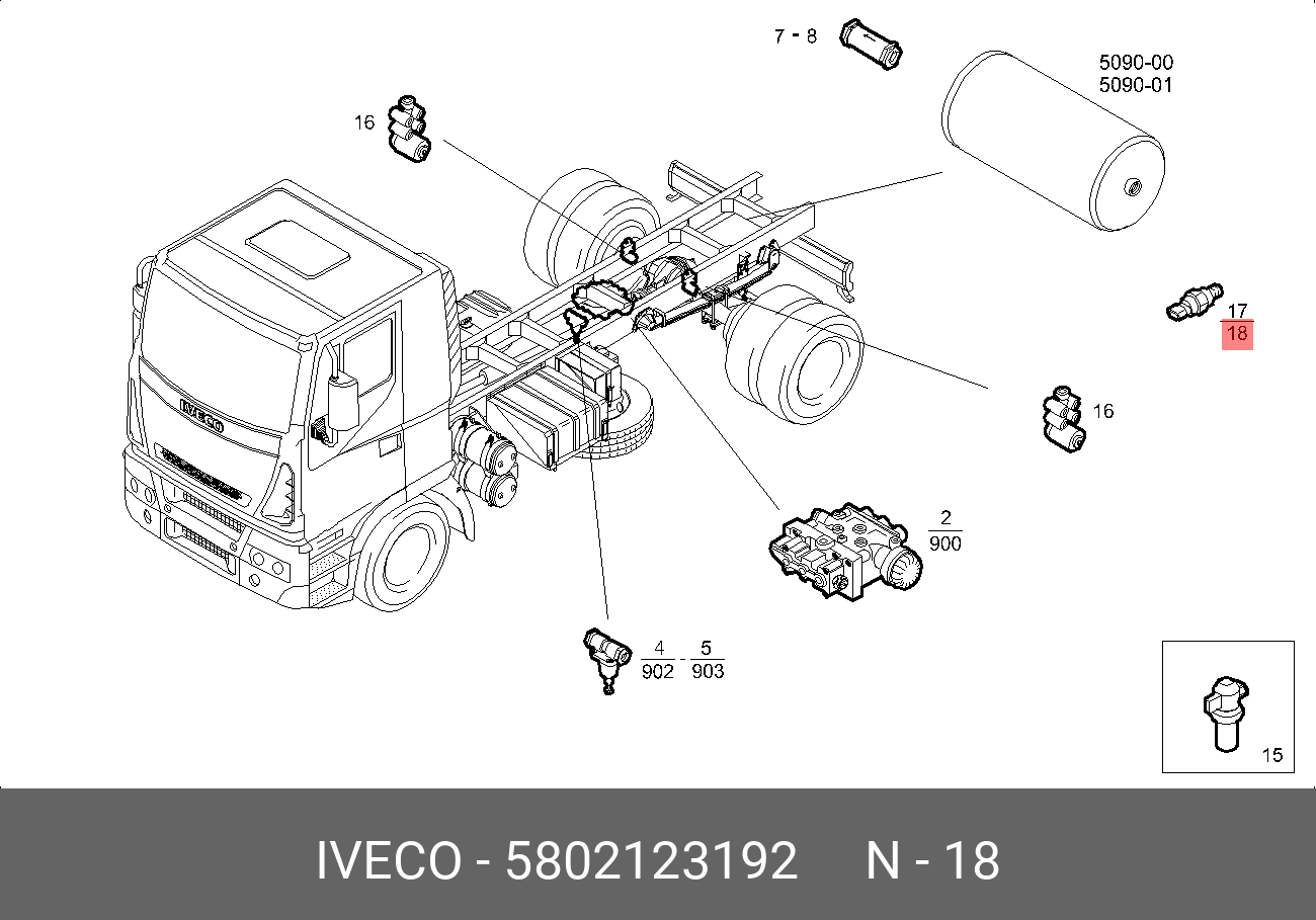 Датчик давления воздуха системы ecas eurocargo - Iveco 5802123192