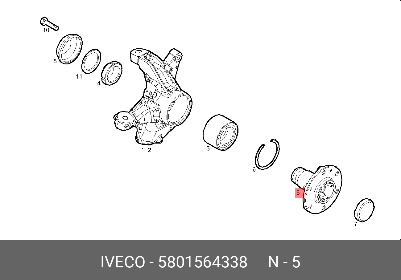 Передняя ступица | перед | - Iveco 5801564338