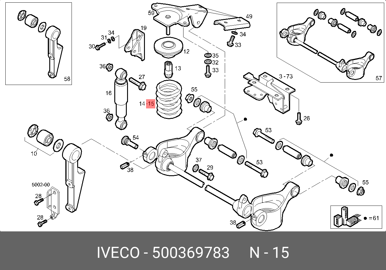 Пружина подвески кабины (сторона пассажира) eurocargo - Iveco 500369783