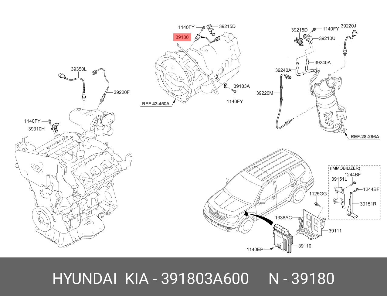 Датчик положения коленвала - Hyundai/Kia 391803A600