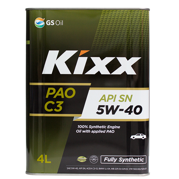 ГСМ Масло Kixx PAO C3 5w40 API sn/cf (4л.) синт. - KIXX L209244TE1
