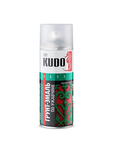 Грунт-эмаль гладкая матовая по ржавчине Сигнальная белая 520 мл - KUDO KU-319003