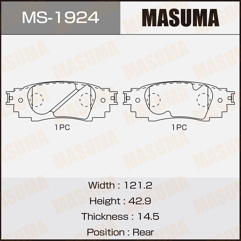 Колодки дисковые Masuma ms-1924 / rx350/ ggl25l rear | зад | - Masuma MS1924