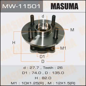 Ступичный узел Masuma mw-11501 /rear/ corolla axio/ nze144 | зад лев | - Masuma MW11501