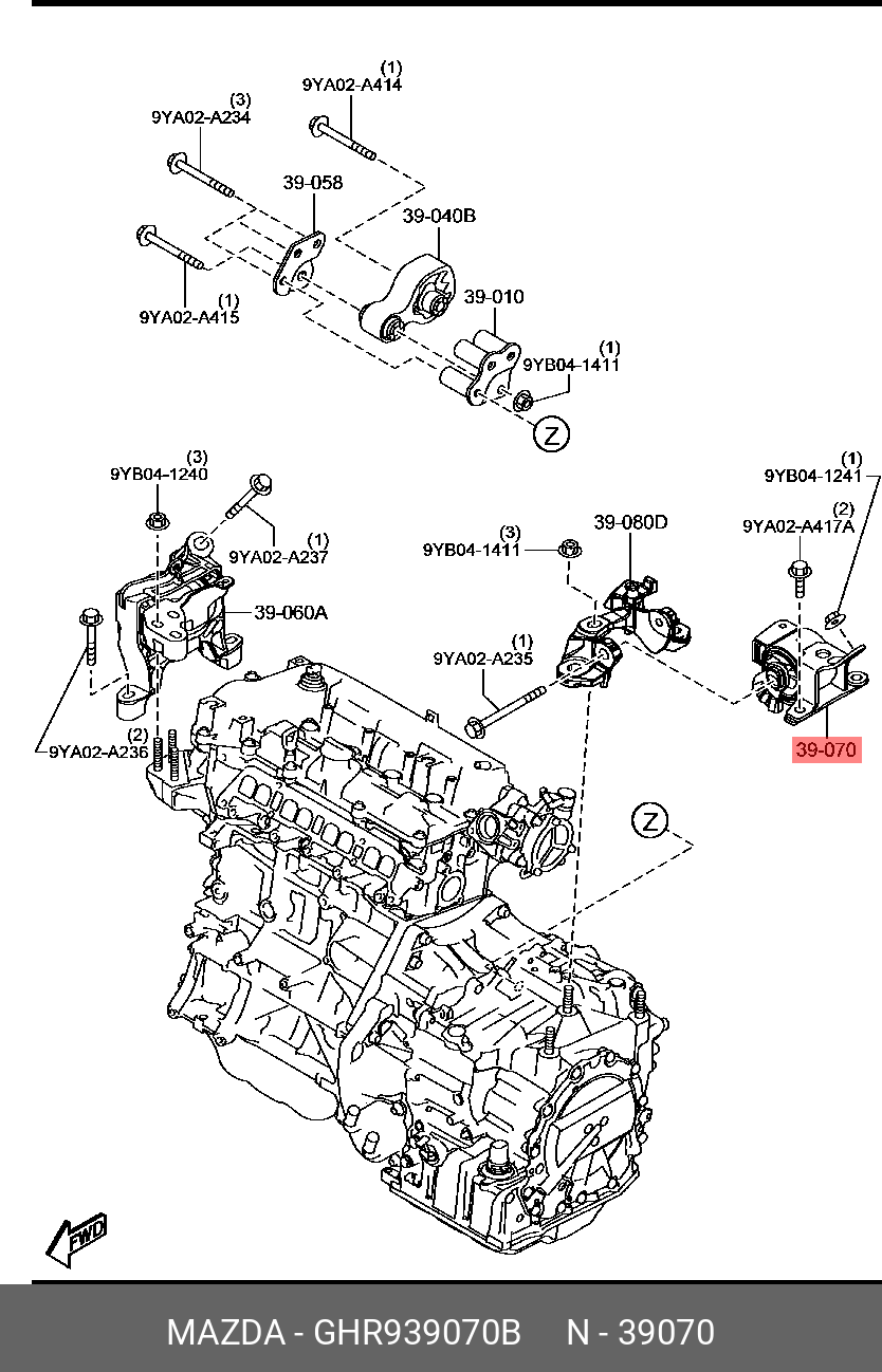 Подушка двигателя | лев | - Mazda GHR939070B