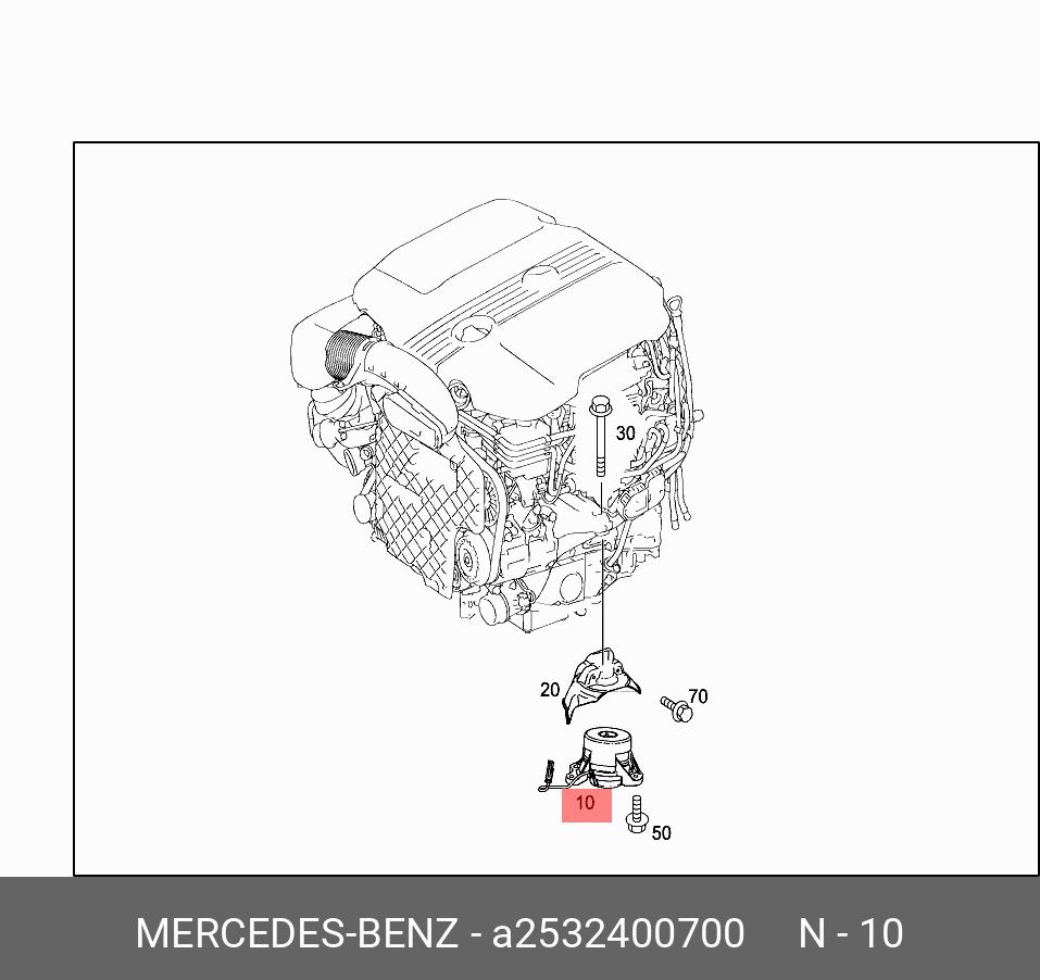 Опора двигателя, спереди слева - Mercedes A2532400700
