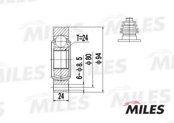 Шрус BMW E36 1.6-2.0 90-03 внутр. - Miles GA10012