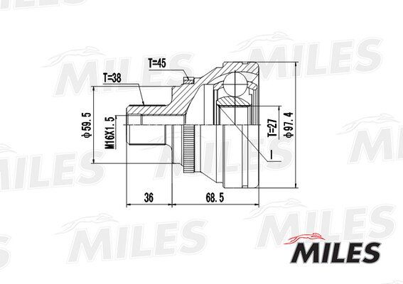 Шрус audi 100/80/a6/v8 2.5d-4.2 88-97 нар. ABS - Miles GA20008