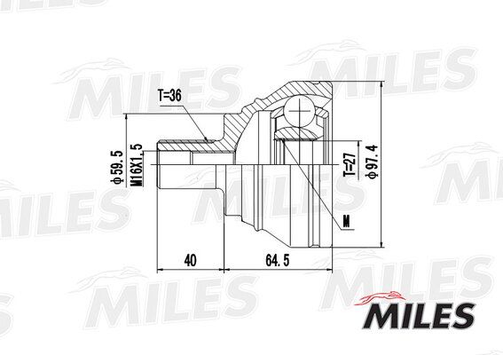 Шрус audi a3/vw golf/passat/touran 1.9-2.0tdi 03- нар. - Miles GA20026