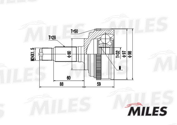 Шрус honda accord/prelude 2.0/2.2 90-98 нар.(ABS) - Miles GA20132