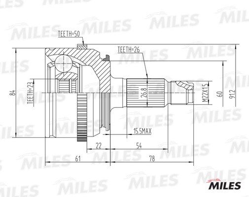 Шрус honda civic 1.7 00-02 нар.(ABS) - Miles GA20146