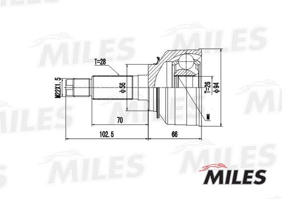 Шрус hyundai matrix/kia carnival 1.5-2.9 99- нар.(ABS) - Miles GA20170