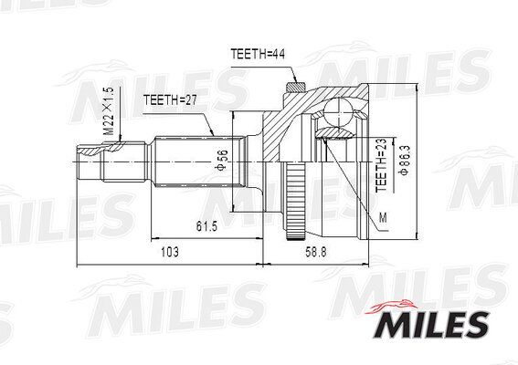 Шрус nissan primera 1.8 97-01 нар. ABS - Miles GA20318