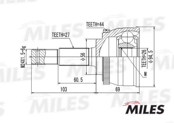 Шрус наружный левый/правый nissan primera (p12,wp12) +abs. - Miles GA20323