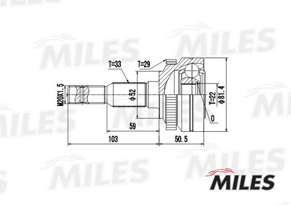 Шрус opel vectra 1.6 95-02 нар. (abs) - Miles GA20365