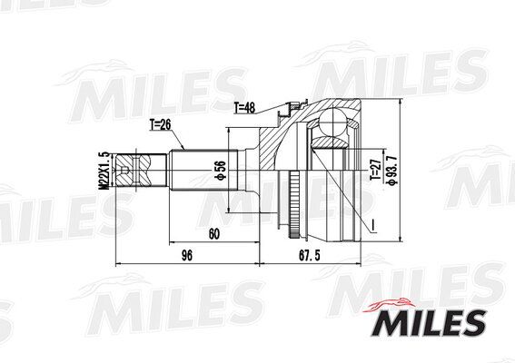 Шрус toyota camry 2.0-2.2 91-01 нар.(ABS) - Miles GA20458