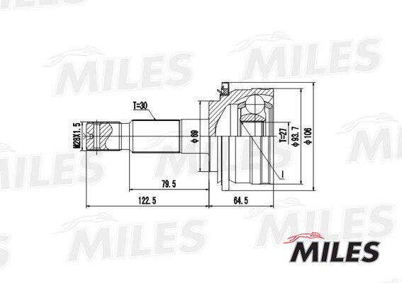 Шрус toyota hiace/4runner 2.7/3.0d 95-00 нар. - Miles GA20484