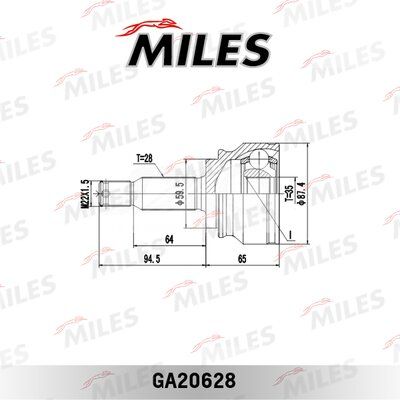 Шрус mitsubishi lancer x/outlander xl/psa 2.0-2.4 06- нар. - Miles GA20628
