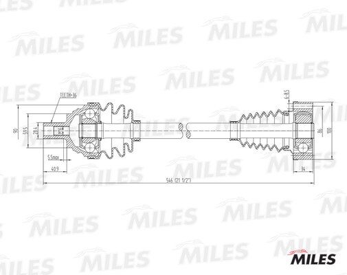 Привод в сборе audi a3/golf 1.6 03- лев. - Miles GC01002