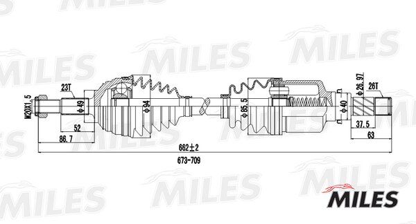 Привод в сборе renault megane 1.6 02- лев. - Miles GC01117