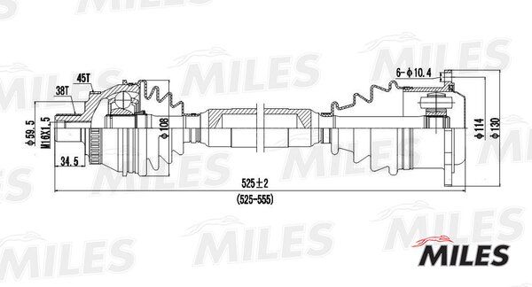 Привод в сборе audi A6 1.9d-2.8 97-05 прав.(АКПП/ABS) - Miles GC02014