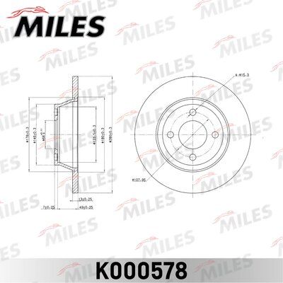 Диск тормозной передний audi 80 1.6-2.0 мкпп 08.92-96, D=280x13, (iso 9001). - Miles K000578