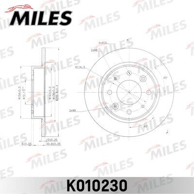 Диск тормозной задний, KIA carens 00-/clarus 96-, D=260x10, (iso 9001). - Miles K010230