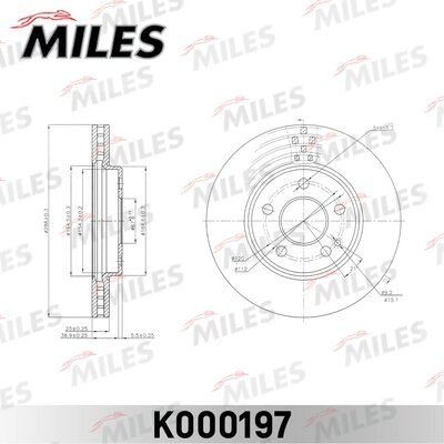 Диск тормозной передний вентилируемый, mercedes a-class w169/b-class w245 04- , d=288 мм. (iso 9001). - Miles K000197