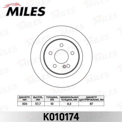 Диск тормозной mercedes w204 180-300 07- задний D=300мм. - Miles K010174