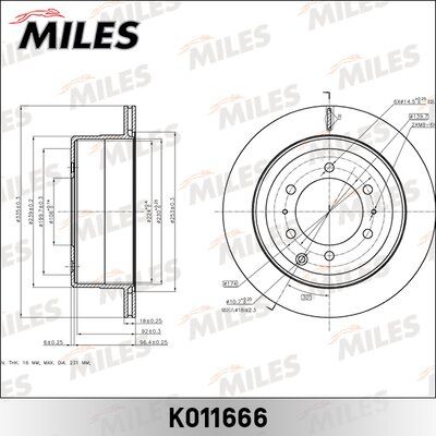 Диск тормозной toyota land cruiser J80 4.2-4.5 90-97 задний вент.D=335мм. - Miles K011666