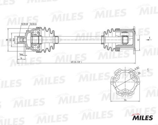 Привод передний правый ( пассажирский ) в сборе audi A4 (8e2,b6) +abs. - Miles GC02007