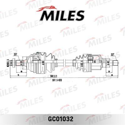 Привод в сборе citroen berlingo/peugeot partner 1.1-1.6 96- лев. - Miles GC01032