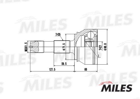 Шрус citroen jumper/fiat ducat/peugeot boxer 06- нар. - Miles GA20067