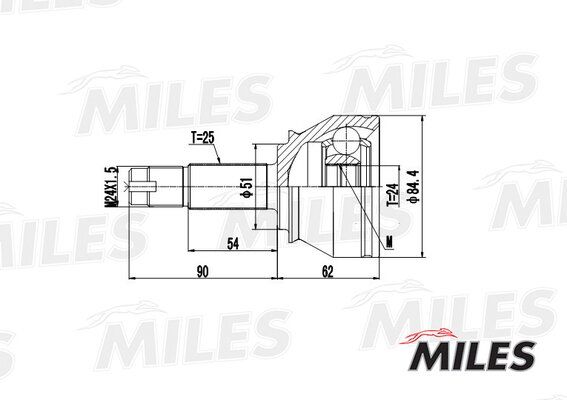 Шрус fiat doblo 1.9td 01- нар. - Miles GA20092