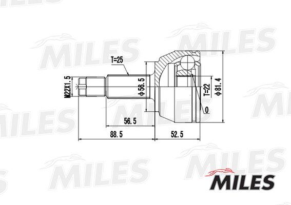 Шрус ford escort/fiesta/orion 1.4-1.8 90-99 нар. - Miles GA20101