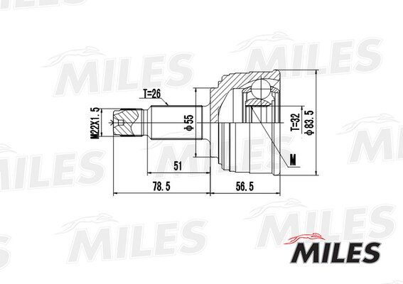 Шрус honda civic 1.4-1.6 97-01 нар. - Miles GA20142