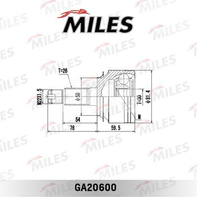 Шрус honda civic 1.4-2.0 06-12 нар.компл. - Miles GA20600