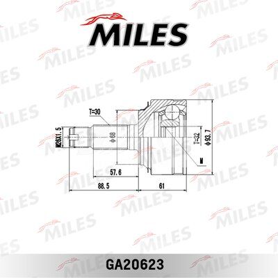 Шрус honda cr-v III 07- наруж. - Miles GA20623