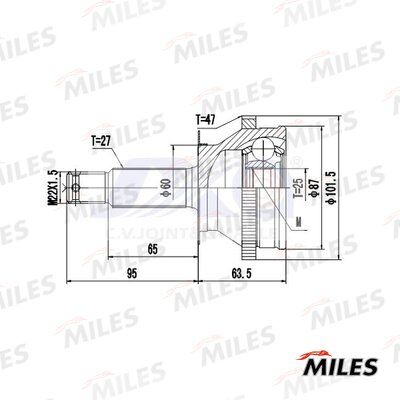 Шрус hyundai sonata EF iv/trajet/kia magentis 2.0-2.7 98-08 нар. +abs - Miles GA20597