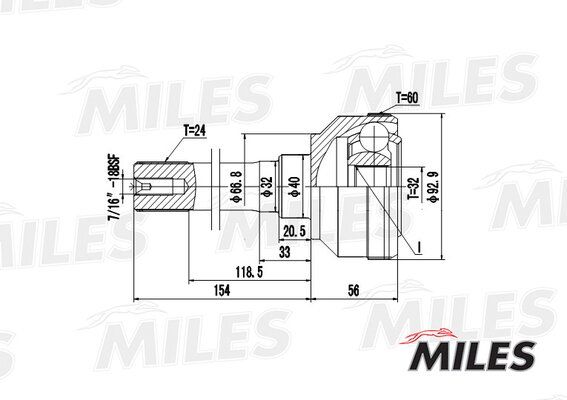Шрус land rover defender/range rover 2.5 90- нар.(ABS) - Miles GA20197