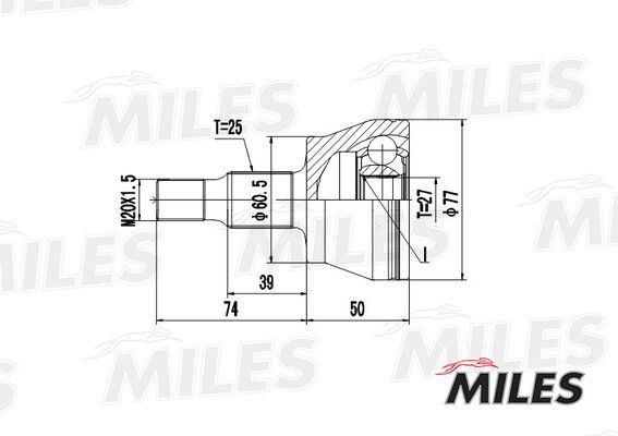 Шрус MB w169/w245 1.5-2.0 04- нар. - Miles GA20242