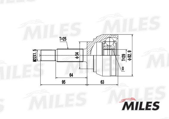 Шрус mitsubishi carisma 1.6-1.9td 96-99 нар. - Miles GA20248