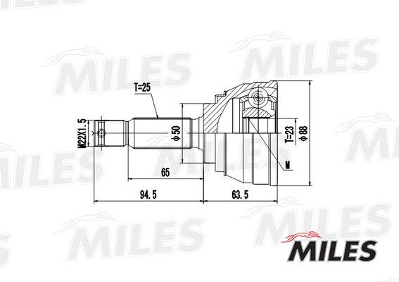 Шрус mitsubishi space wagon/galant 84-91 нар. - Miles GA20281