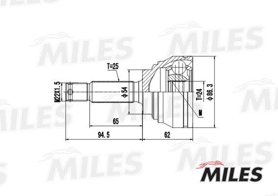 Шрус mitsubishi galant/lancer 2.0/2.0d 92-96 нар. - Miles GA20267