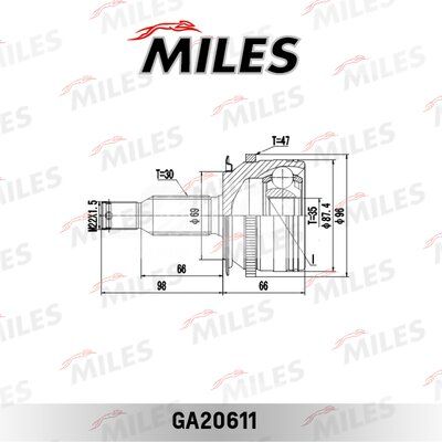 Шрус mitsubishi l200 IV 2.5di-d-3.5 05-нар. +abs - Miles GA20611