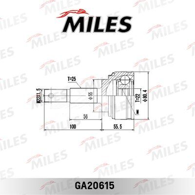 Шрус nissan almera n16/classic B10 1.5-1.6 00-12 нар. - Miles GA20615