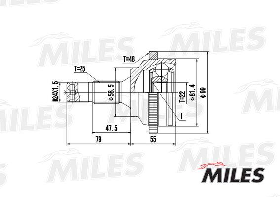 Шрус peugeot 206 1.6 00- нар.(ABS) - Miles GA20374