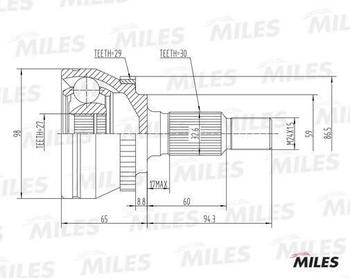 Шрус наружный левый правый saab 9-5 ys3e abs Miles GA20412 6265₽
