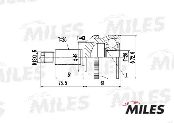 Шрус suzuki ignis/justy 1.3 03- нар. (abs) - Miles GA20436