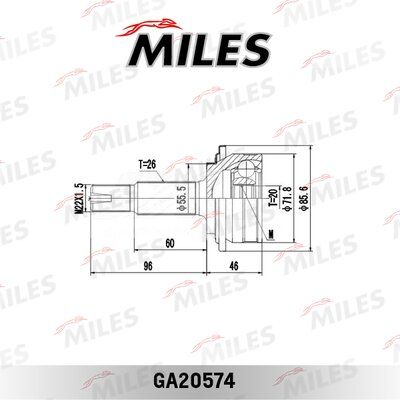 Шрус toyota yaris II 1.0vvti-1.3vvti 05-11 нар. - Miles GA20574